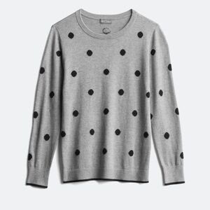 Market & Spruce Gray Sweater with Black Polka Dots